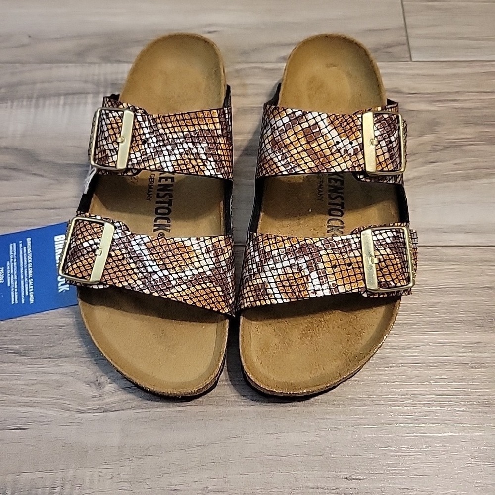 Birkenstock Arizona Microfiber Sandal Python Brown Print EU 36 L 6 NEW Casual